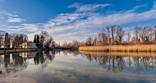 Scenic view of lake against sky