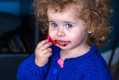 Close-up portrait of cute baby girl