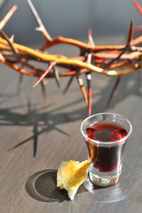 Close-up of wine for on table