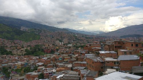 High angle view of townscape against sky