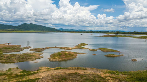 Scenic view of lake against sky