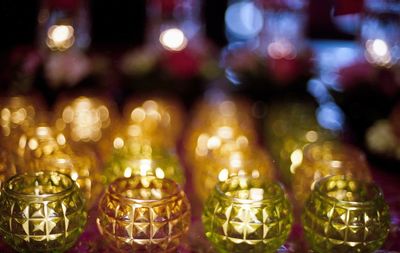 Close-up of illuminated candles