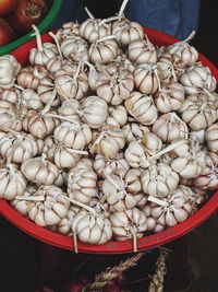 High angle view of vegetables for sale in market