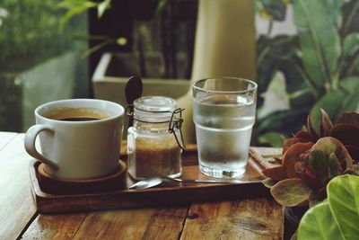 Coffee cups on table