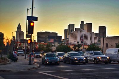 City street at sunset