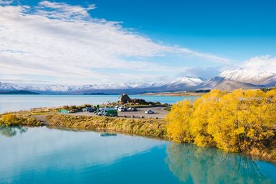 Scenic view of lake against sky