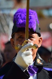 Close-up of honor guard holding sword