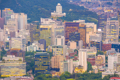 High angle view of buildings in city