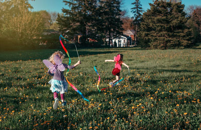 Children playing on field