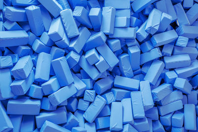 Full frame shot of blue foam block shapes