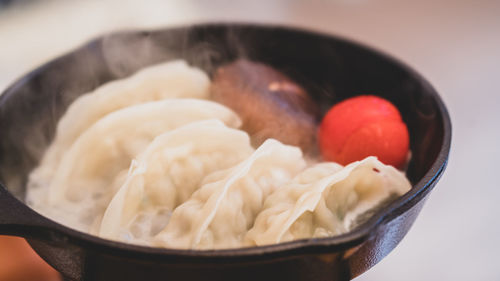 Close-up of breakfast in bowl on table