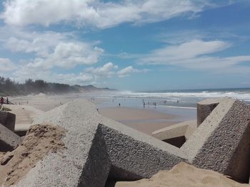 Panoramic view of sea against cloudy sky