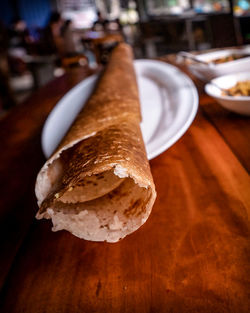 High angle view of bread on table