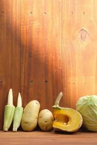 High angle view of fruits on table