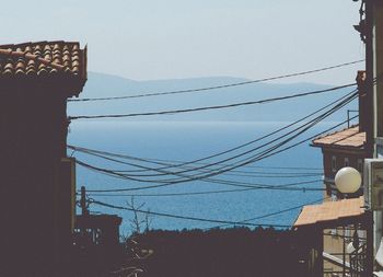 Low angle view of power lines against sky