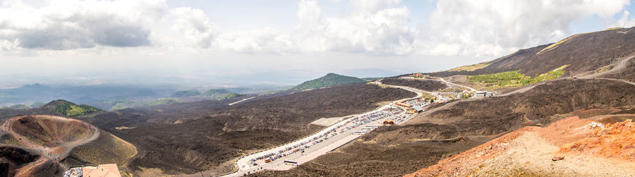 Panoramic view of landscape against cloudy sky