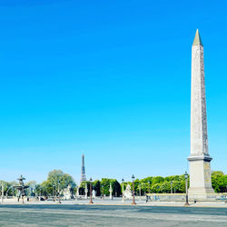 View of monument against clear blue sky