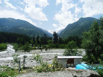 Scenic view of mountains against sky