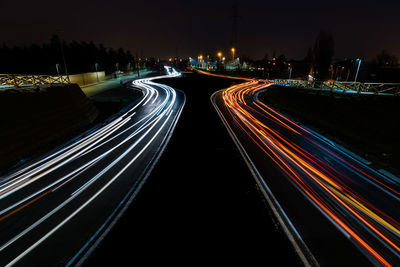 Light trails on highway at night