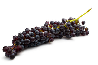 High angle view of grapes against white background