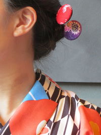 Close-up of woman wearing hear kimono