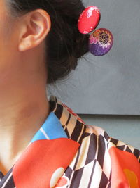 Rear view of girl with multi colored hair