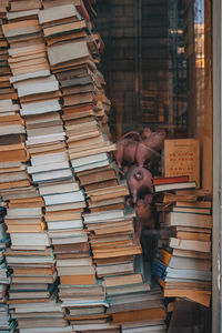 Stack of books on shelf