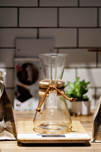 Close-up of wine glass on table