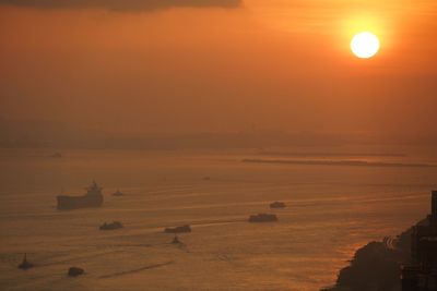 Scenic view of sea during sunset