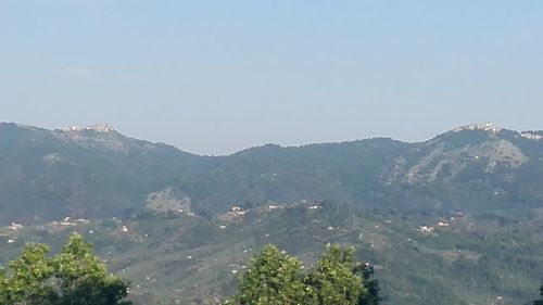 Scenic view of mountains against clear sky