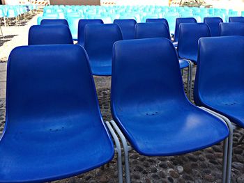 Close-up of empty chairs