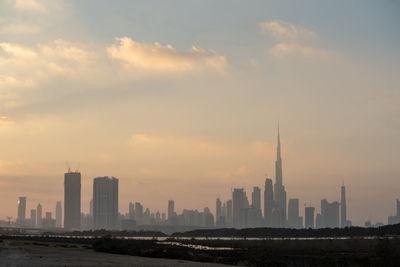 Dubai skyline from ras al khor, united arab emirates