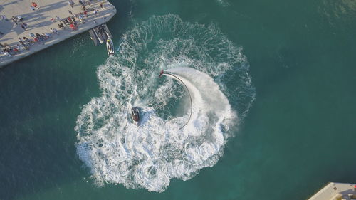 High angle view of boat in sea