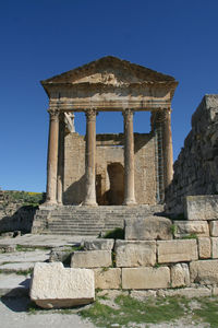 Old ruins of temple against clear sky