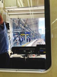 View of train at railroad station platform