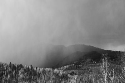 Scenic view of field against sky during winter