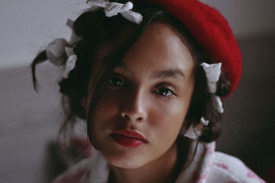 Close-up portrait of young woman