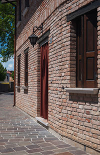 Closed door of building