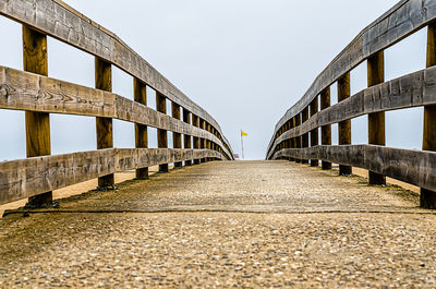 Low angle view of footbridge against clear sky