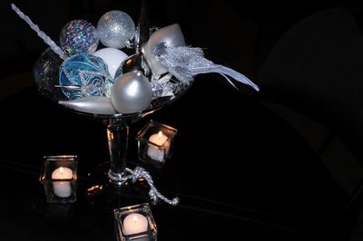 Close-up of illuminated lighting equipment