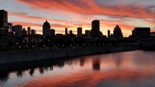 View of city at sunset