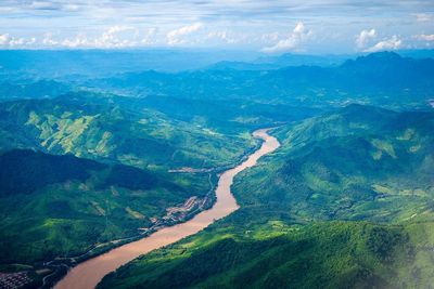 High angle view of landscape against sky