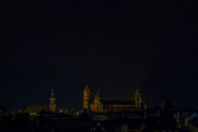 View of illuminated buildings at night