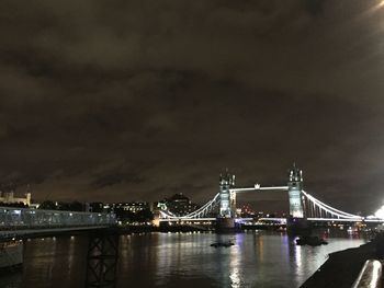 View of suspension bridge at night