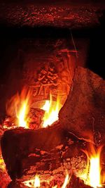 Close-up of bonfire at night