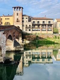 Reflection of buildings in water