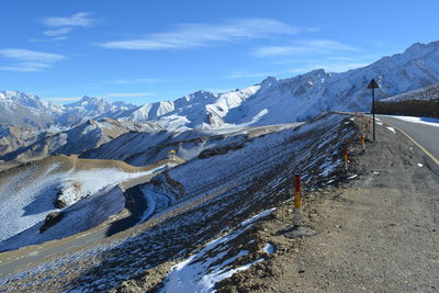 Scenic view of snow mountains against sky