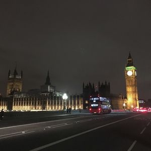 Illuminated city at night