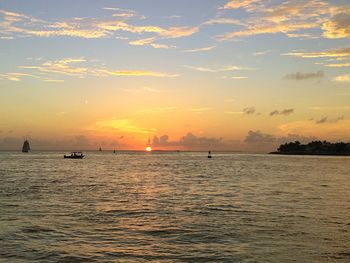 Scenic view of sea at sunset