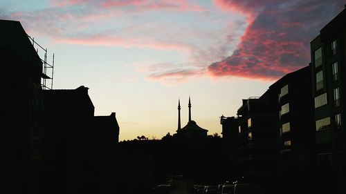 Buildings at sunset